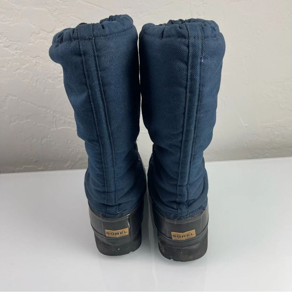 VTG‎ Sorel Boots Winter Snow Arctic Heavy Lined Blue Black Lace Up Heavyweight